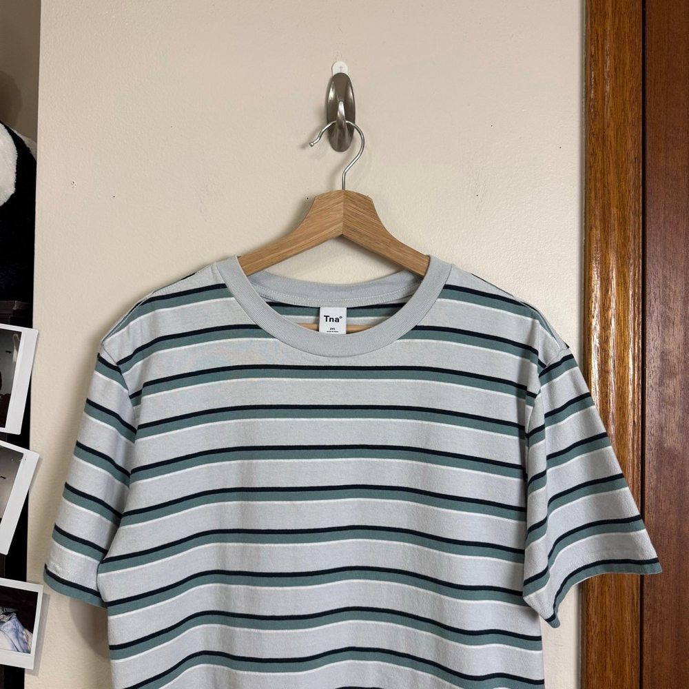 ARITZIA TNA Top Women Size 2XS Stripe Green Blue T-shirt Shortsleeves Crewneck - Picture 8 of 15